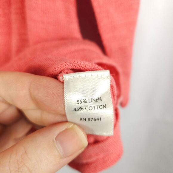 J Jill Womens XS Misses Pink Round Neck Linen Blend 3/4 Sleeve Blouse - Picture 3 of 7